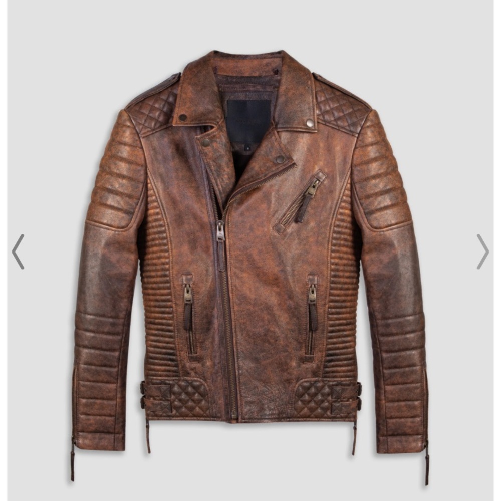 BODA SKINS “Kay Michaels Wildwood” Brown Leather Jacket with Quilted Panels